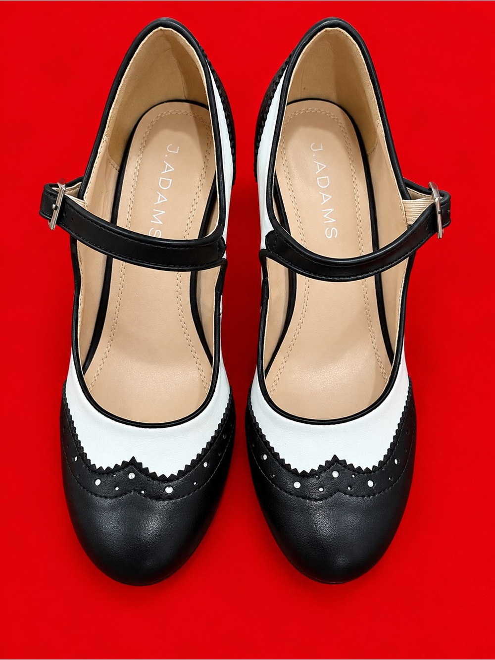 J. Adams Two-Tone Black and White Mary Jane Heels